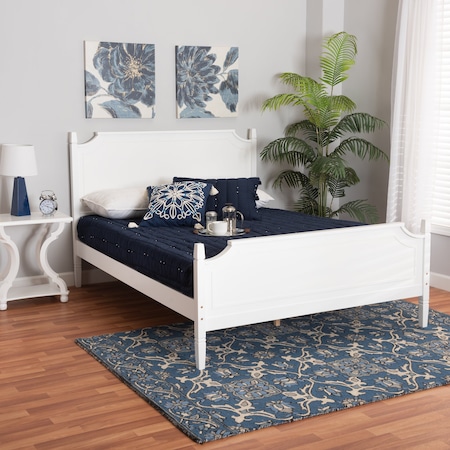 Baxton Studio Mariana Classic and Traditional White Finished Wood Queen Size Platform Bed 224-12538-ZORO